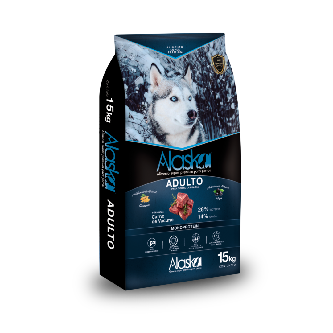 Alimento Alaska Adulto, con proteina de vacuno fresca