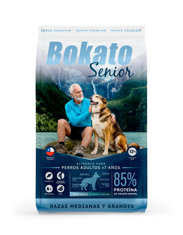 Bokato Senior, es un alimento super premium formulado especialmente para perros mayores