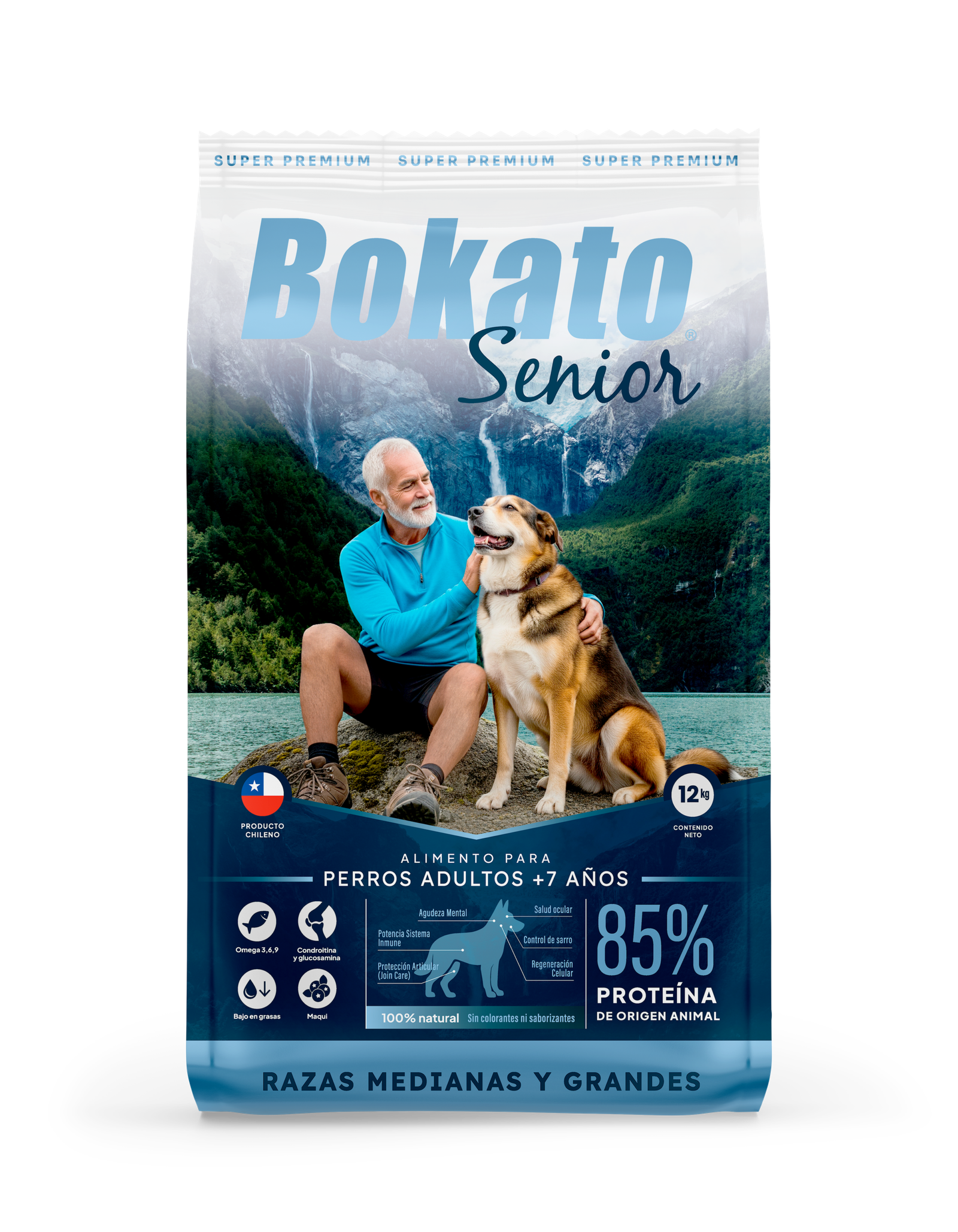 Bokato Senior, es un alimento super premium formulado especialmente para perros mayores